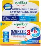 Equilibra, Magnesio 3, Magnesio Bisglicinato, Captomag™, Ossido, Integratore Stanchezza, Affaticamento, Funzione Muscolare, 30 Compresse Triplo Strato con Rilascio Differenziato, Vegan