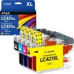 Coloran LC421XL LC-421 Cartucce, Alta Capacità, 500 Pagine Compatibili per Brother LC421 LC-421XL Multipack per Brother DCP-J1050DW DCP-J1140DW MFC-J1010DW (1 Nero, 1 Ciano, 1 Magenta, 1 Giallo)