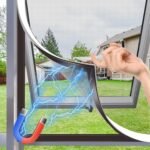 MLEJU Zanzariera Magnetica per Finestre,Fai Da Te in Fibra di Vetro, Regolabile fino a 150x180cm, Zanzariera Magnetica Finestra Facile installazione Senza Foratura né Viti – Grigia
