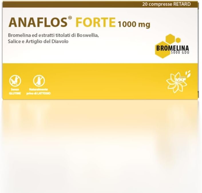 ANAFLOS FORTE 20 CPR RETARD GASTROPROTETTE | INTEGRATORE CON BROMELINA 5000 GDU/g, BOSWELLIA, SALICE E ARTIGLIO DEL DIAVOLO | INDICATO PER STATI INFIAMMATORI ACUTI E CRONICI, STATI FLOGISTICI