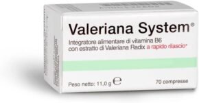 Valeriana System, Integratore Alimentare a Base di Valeriana e Vitamina B6, Rimedio Naturale per Ansia e Insonnia, Favorisce il Rilassamento, Confezione da 70 Compresse, 28 g