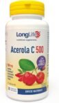 LongLife® Acerola C 500 | Integratore masticabile con acerola, vitamina C, rosa canina, esperidina e rutina | Difese immunitarie | 30 cpr | Gusto frutti di bosco | Vegano e senza glutine