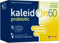 KaleidOn 60 probiotic orosolubile – Integratore alimentare a base di Lactobacillus rhamnosus GG che favorisce l’equilbrio della flora intestinale, 12 bustine da 2 g, peso netto 24 g.