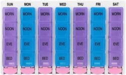 Portapillole a 28 Scomparti, Portapillole Settimanale, 7 Giorni 4 Volte al Giorno Portapillole Portapillole Portapillole con Pulsante Per Contenere Farmaci, Vitamine, Olio di Pesce E Integratori