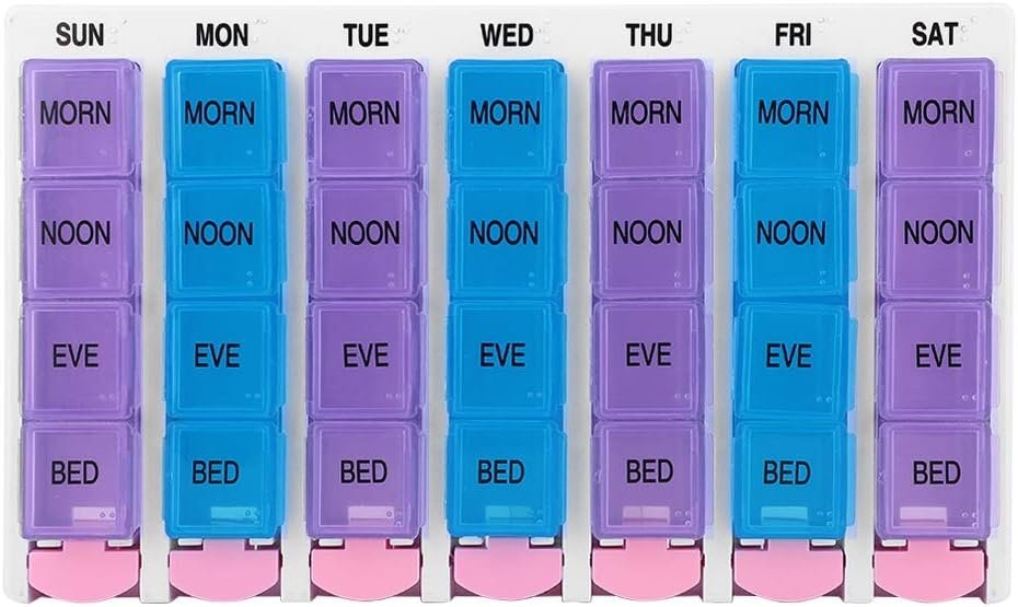 Gatuida Portapillole Settimanale da Viaggio Scomparti Trasparente Contenitore Plastica per Classificazione Medicine Dispenser Compatto e Portatile per Integratori e Pillole
