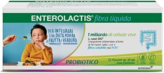 Enterolactis Fibra Liquida 12 flaconcini gusto limone: integrazione di fibre e probiotici