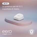 Rrouter Wi-Fi 7 mesh dual-band Amazon eero 7 (modello più recente) – Supporta connessioni Internet fino a 2,5 Gbps, copertura fino a 190 m², confezione da 1