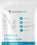 Colina Integratore 700 mg – 180 Capsule Vegane in Busta Richiudibile – Colina Bitartrato Alta Forza – Fornitura 6 Mesi | Supporta Fegato, Metabolismo dei Grassi, Memoria & Concentrazione | Nootrovita