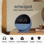 Amazon Echo Spot (modello 2024) | Sveglia intelligente con audio di qualità e Alexa | Blu