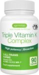 Triple K Complex 2700 mcg, All-Trans Vitamina K2 MK-7 200µg & MK-4 1000µg, Vitamina K1 1500µg, 90 Capsule Vegane, Formula Bioattiva ad Alto Dosaggio, Supporto Salute Ossea e Cardiovascolare – Igennus