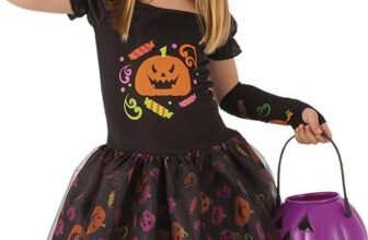 Rubies Costume Strega Candy per Bambina, Vestito Stampato, Maniche, Calze e Capello, Ufficiale, Stregas, Witches, Caramelle per Halloween, Feste e Cosplay