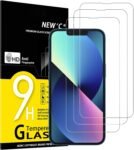 NEW’C 3 Pezzi, Vetro Temperato per iPhone 14, iPhone 13, iPhone 13 Pro (6,1 Pollici), Pellicola Prottetiva Anti Graffio, Anti-Impronte,Durezza 9H, 0,33mm Ultra Trasparente, Ultra Resistente