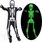 Sincere Party Costume da Scheletro per Bambini Costumi di Halloween da Scheletro Che Si Illuminano al Buio per Ragazzi e Ragazze