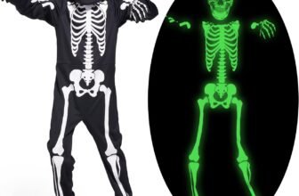 Sincere Party Costume da Scheletro per Bambini Costumi di Halloween da Scheletro Che Si Illuminano al Buio per Ragazzi e Ragazze