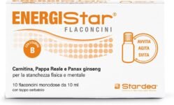 STARDEA Energistar Flaconcini, Stanchezza Fisica e Mentale, Affaticamento, Funzione Muscolare, Ingredienti Naturali, Carnitina, Pappa Reale, Panax Gingseng, 10 flaconi 10ml