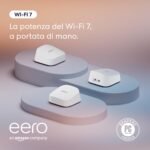 Router Wi-Fi 7 mesh dual-band Amazon eero 7 (modello più recente) – Supporta connessioni Internet fino a 2,5 Gbps, copertura fino a 560 m², confezione da 3