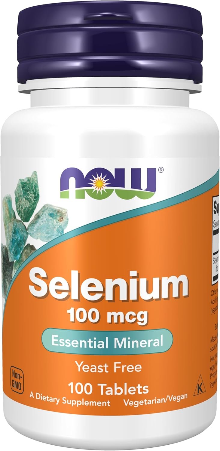 Now Foods, Selenium (selenio), 100mcg, Senza Lievito, 100 Compresse vegane, Testato in Laboratorio, Vegetariano, Senza Glutine, Senza Soia, Non OGM
