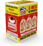 Omino Bianco – Detersivo Lavatrice Liquido, 150 Lavaggi, Rispetta Colori e Tessuti, Fresco Profumo con Essenza Cuore di Marsiglia, 2000 ml x 3 Confezioni