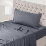 Utopia Bedding – Set Lenzuola Letto Singolo 3 Pezzi 90×190 cm – Spazzolata Poliestre di Microfibra – Oeko-Tex Certificato – Lenzuolo con Angoli, Lenzuolo Piatto e 1 Federa 50×75, Grigio