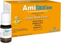 Amilax 600 – Integratore Alimentare A Base Di Pappa Reale Fresca, Acido Folico, Vitamina C, con vitamina D3-10 Flaconcini Da 10 ml