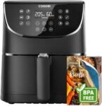 COSORI Friggitrice ad Aria 5,5 Litri, Air Fryer, 1700W, 13 Funzioni, 85% Meno Olio, 75-205°C, Fino al 50% Più Veloce del Forno, 100 Ricette Italiane, Display Digitale, CP158 Nero