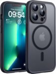 TOCOL Cover Magnetica per iPhone 13 Pro 6,1 Pollic, Compatibile con MagSafe, Protezione Fotocamera Integrata, Custodia Antiurto Traslucida Opaca, Nero