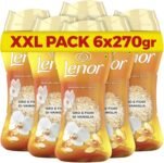Lenor Profumatore Bucato Perle Profumate Lavatrice,Oro e Fiori Di Vaniglia, Maxi Formato 6 x 270g, Intensificatore Di Profumo