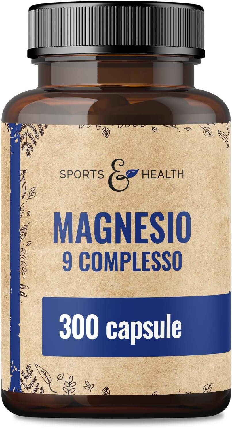 Magnesio Complex Alta Dosi 400mg – [300x Capsule – 9 Composti ] – Magnesio Alta Dosi Capsule – Completo Vitamina B –, Bisglicinato