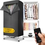 Wintem Drybox Smart Asciugatrice ad Aria Rettangolare 1000W con Timer 4 Ore, Telo di Copertura e Telecomando, Multiuso come Stendibiancheria Elettrico e Armadio Portatile