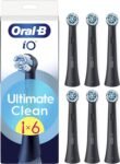 Oral-B Testine di Ricambio iO Series Ultimate Clean Nere per Spazzolino Elettrico Oral B, 6 Testine Rotonde Autentiche, con setole CrissCross per rimuovere la placca
