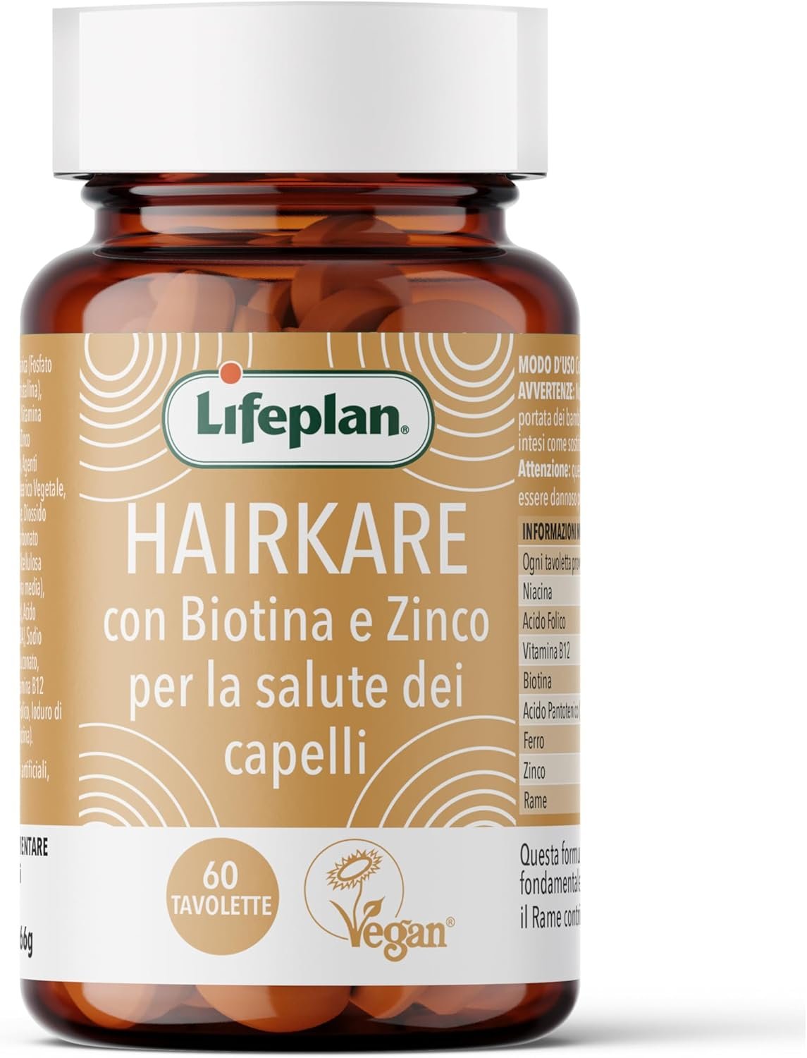 Hairkare Integratore per Capelli Donna e Uomo Anticaduta con Minerali e vitamina b9, b10 per Capelli Forti. Integratore Biotina Capelli, Integratori per capelli Anticaduta e Crescita Capelli (60 CPS)