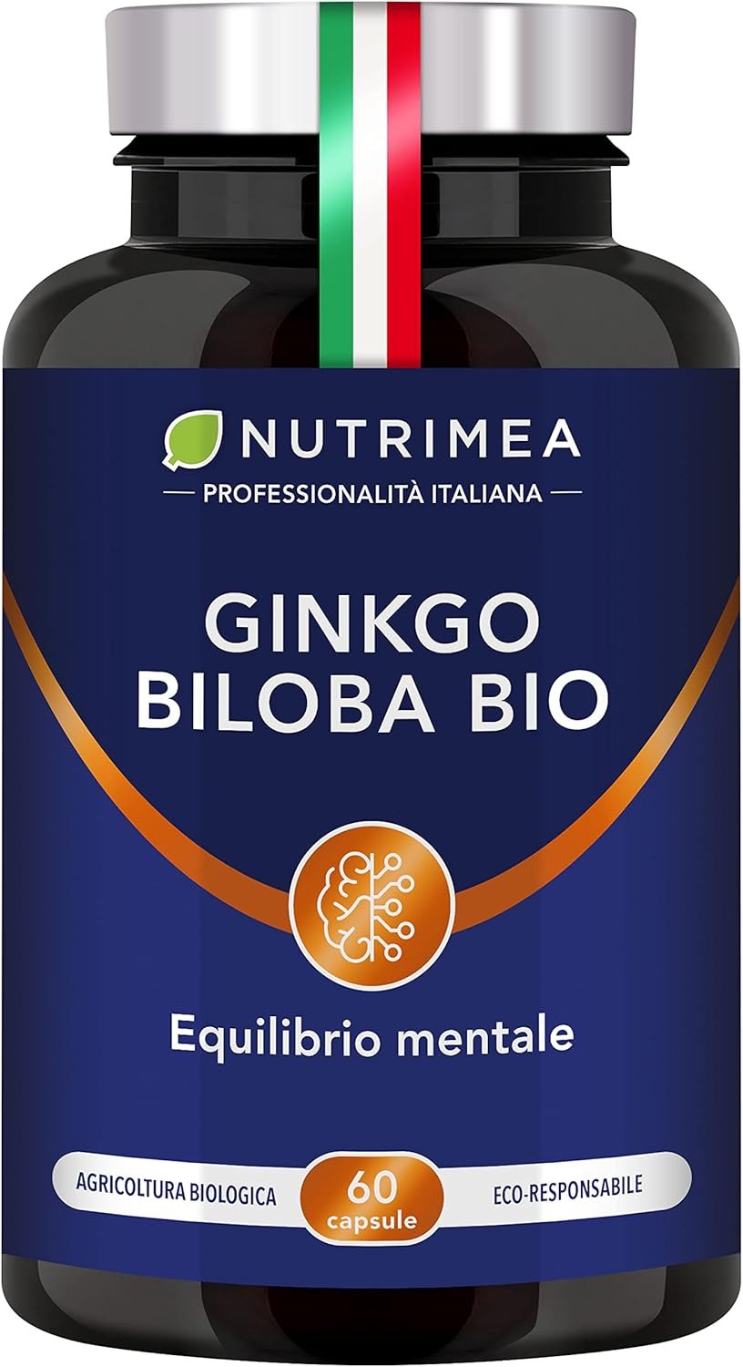 Ginkgo Biloba Biologico | Integratore per Memoria e Concentrazione | Aumenta le Prestazioni Cerebrali | Con Salvia Biologica