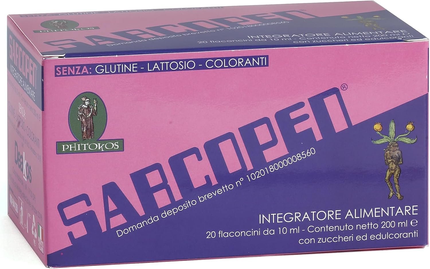 DEAKOS SARCOPEN Integratore alimentare contro il deperimento e il calo della massa e della forza muscolare – con Acido ursolico- 20 flaconi
