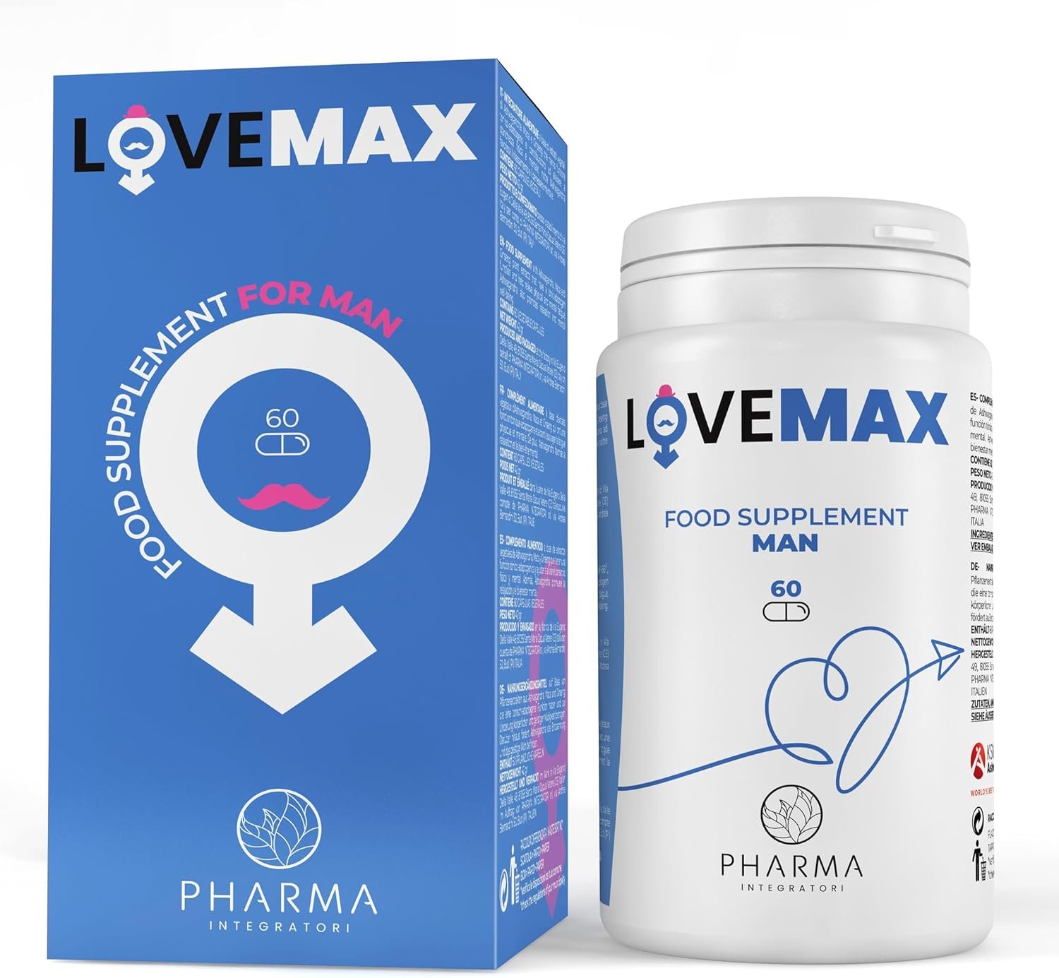 Integratore per uomo, Maca, Ashwagandha, Zinco e Ginseng – 60 Pillole (durata confezione 30 giorni)