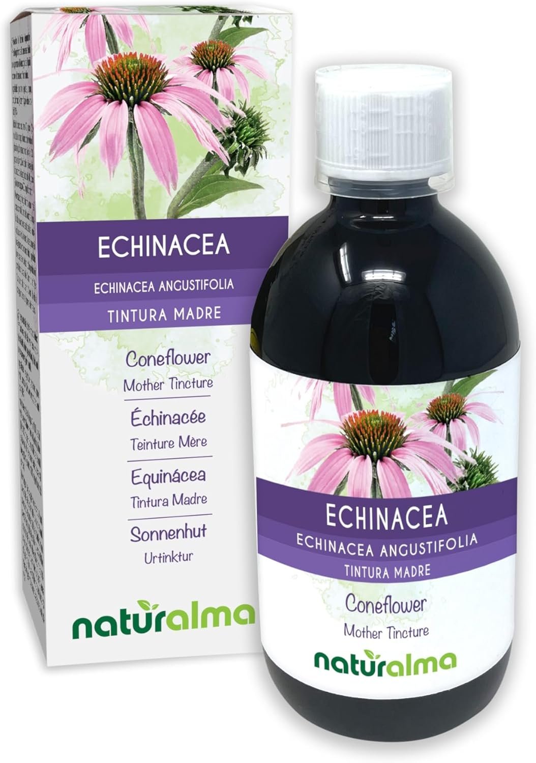 Echinacea (Echinacea angustifolia) radici Tintura Madre analcoolica Naturalma – Estratto liquido gocce 500 ml – Integratore alimentare – Vegano