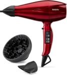 BaByliss Asciugacapelli Made In Italy con Motore Digitale 2200W, Phon Capelli, asciugatura ultra-rapida, funzione ionica,3 temperature, 4 velocità, tasto turbo, diffusore, concentratori, rosso, 6001DE