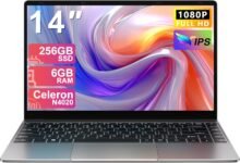 Portatile PC Portatile Win 11 Notebook N4020 (upto 2.8 GHz), 14 pollici Laptop con 6GB RAM+128GB ROM Estensioni SSD 1TB, BT 4.2, 5G WiFi, 1080 FHD USB mini HDMI Tastiera Italiana Membrana-Gray