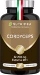 Cordyceps Sinensis | 22200 mg (Estratto di Micelio 20:1) | 100% Naturale | Energia, Resistenza e Immunità | 90 Capsule | Nutrimea