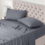 Utopia Bedding – Set Lenzuola Letto Matrimoniali 4 Pezzi 180×200 cm – Spazzolata Poliestre di Microfibra – Oeko-Tex Certificato – Lenzuolo con Angoli, Lenzuolo Piatto e 2 Federe 50×75, Grigio