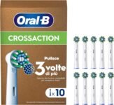 Oral-B Cross Action Testine Spazzolino Elettrico, Confezione da 10 Testine di Ricambio per Spazzolino Elettrico Oral B, Setole Angolate che si Adattano a ogni Dente per una Pulizia Profonda