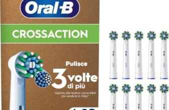 Oral-B Cross Action Testine Spazzolino Elettrico, Confezione da 10 Testine di Ricambio per Spazzolino Elettrico Oral B, Setole Angolate che si Adattano a ogni Dente per una Pulizia Profonda