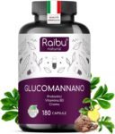 GLUCOMANNANO FORTE, 4.100 mg – Favorisce il senso di sazietà – Arricchito con Cromo, Vitamina B3 e Probiotici – Fibra vegetale saziante, integratore ad alto dosaggio, 180 Capsule di Glucomannano