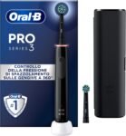 Oral-B Pro 3 3500 Spazzolino Da Denti Elettrico Oscillo-Rotante, Sensore Di Pressione Per Proteggere Gengive Sensibili, Modalità Bianchezza, 2 Spazzole Rotonde Di Ricambio 1 Caricatore, Nero