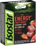 Isostad Boost Energy Gusto Fragola, Gelatine Di Frutta Energetiche con Carboidrati, Caffeina e Vitamine B per Attività Sportiva, 10 Caramelle