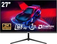 Gawfolk Monitor PC da 27 pollici, 2K WQHD (2560 × 1440), monitor da gioco 165Hz, 1ms senza bordi, 98% sRGB, 178 ° grandangolo, HDMI, DisplayPort, compatibile con 100 * 100mm montaggio a parete – Nero