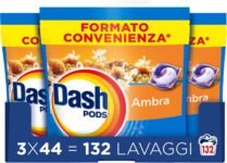 Dash Pods Detersivo Lavatrice In Capsule, Ambra, 132 Lavaggi (3×44)