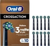 Oral-B Testine Di Ricambio Pro Cross Action Black per Spazzolino Elettrico Ricaricabile Oral-B PRO, Confezione da 10 Testine di Ricambio Nere con Indicatore di Utilizzo