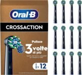 Oral-B Testine Di Ricambio per Spazzolino Elettrico Oral B, Pro Cross Action Nere, 12 Testine Oral B Originali di Ricambio, Confezione Adatta Alla Buca Delle Lettere