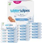 WaterWipes Sensitive+ Newborn & Baby Wipes, 720 Pezzi (12 Confezioni), Deterge, Cura, Protegge, 99,9% Acqua, Senza Profumo