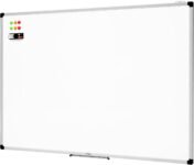 Amazon Basics Lavagna bianco, cancellabile a secco, con supporto porta-pennarelli e bordi in alluminio, 120 cm x 90 cm
